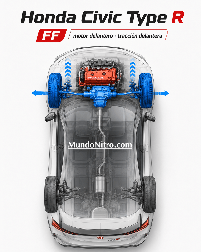 Esquema FF con motor delantero y tracción delantera