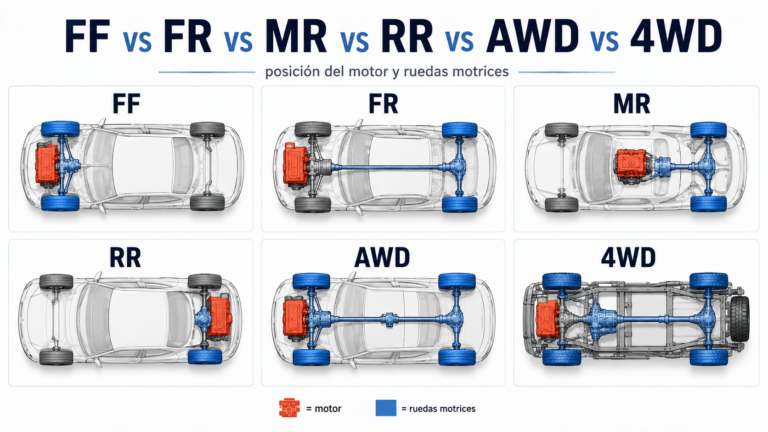 Diferencias entre FF, FR, RR, MR, AWD y 4WD